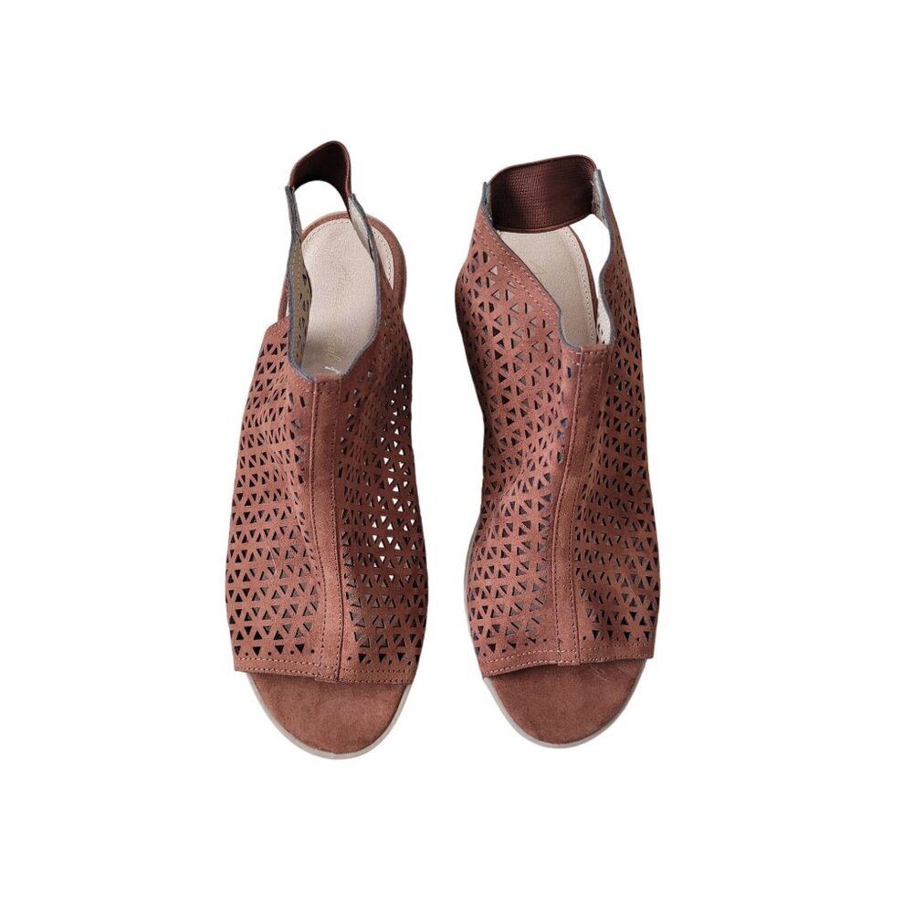 NWT American Eagle Women's Sandal Size 10 Brown Peep Toe Sling Back Heel Boho